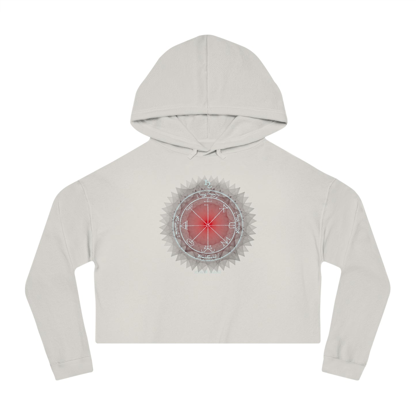 Crop hoodie with embroidered 3rd Pentacle of Saturn sigil for psychic protection"