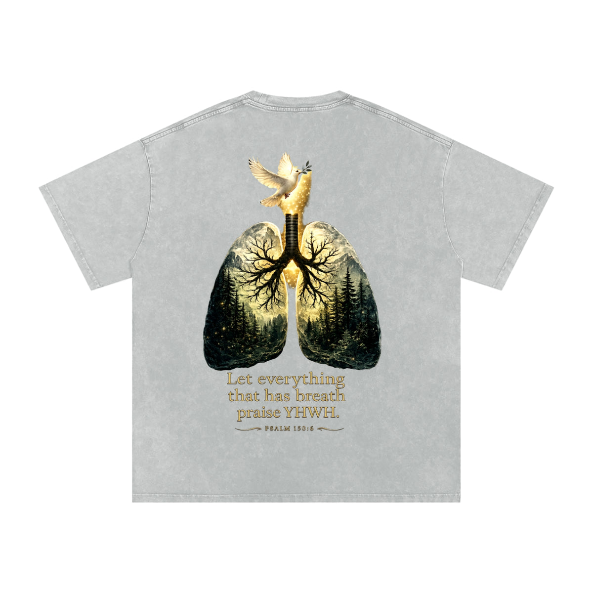 The Breath of YHWH Snow Washed Unisex Oversized Cotton T-Shirt (Front Logo)