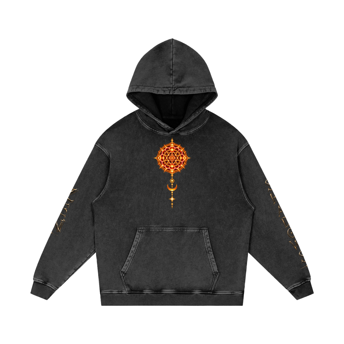 Shri Yantra Snow Washed Loose Cotton Hoodie — The Still Centre