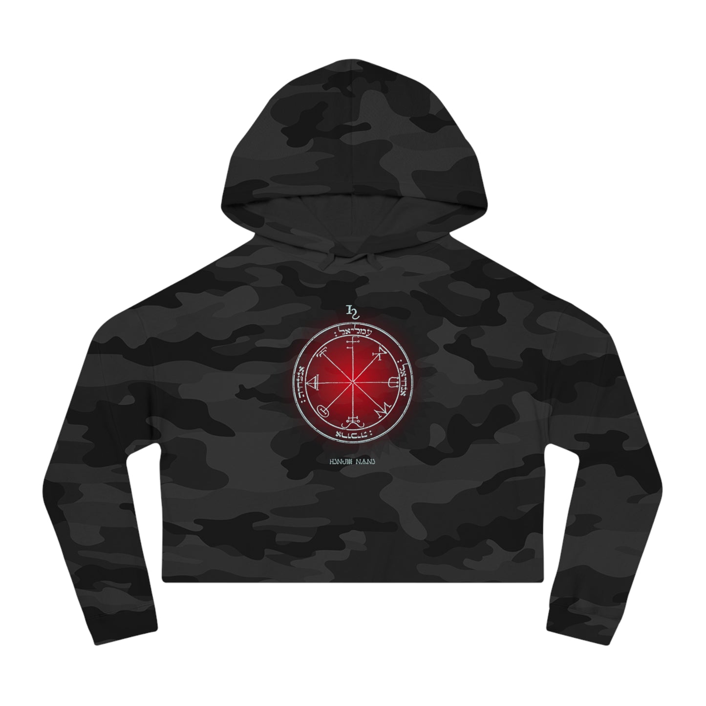 Crop hoodie with embroidered 3rd Pentacle of Saturn sigil for psychic protection"