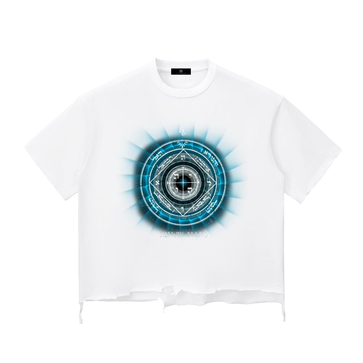 5th Pentacle of Saturn Snow Wash Raw-Hem Boxy T-shirt - Protection of the Home, Property and Valuables