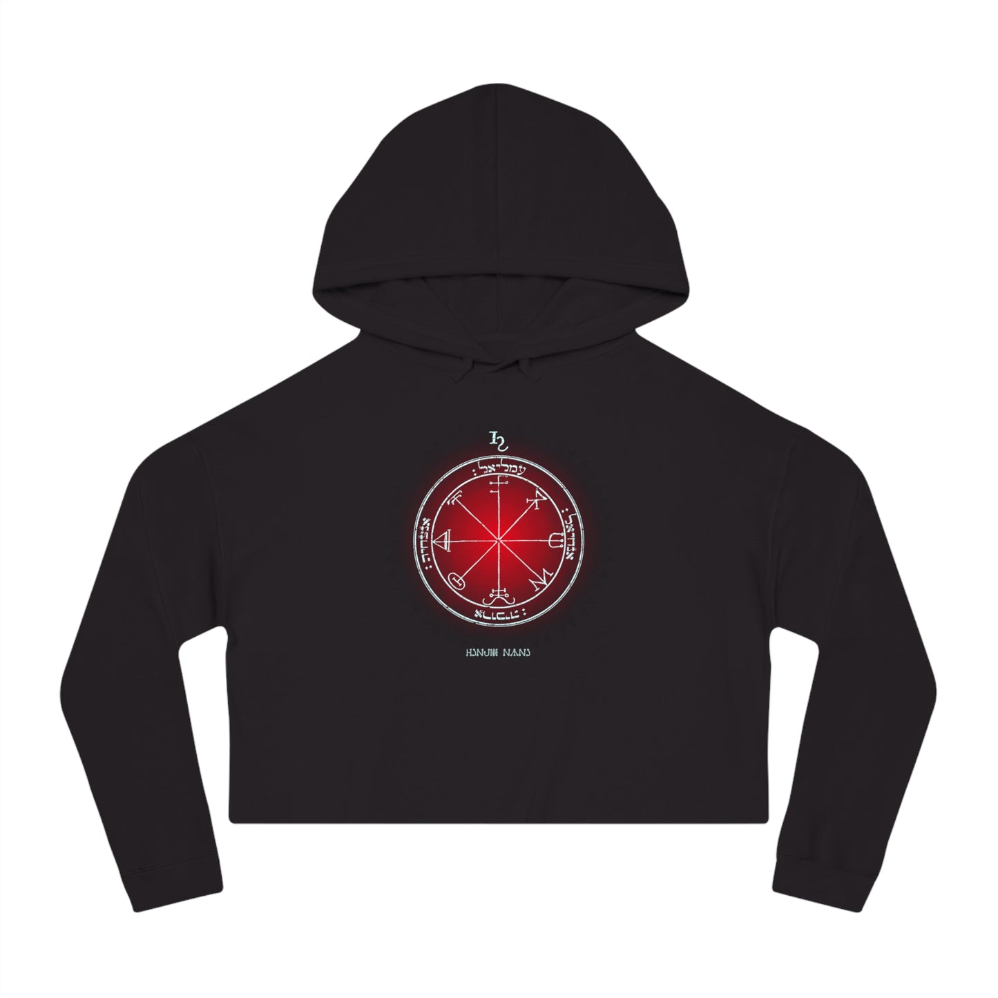 Crop hoodie with embroidered 3rd Pentacle of Saturn sigil for psychic protection"