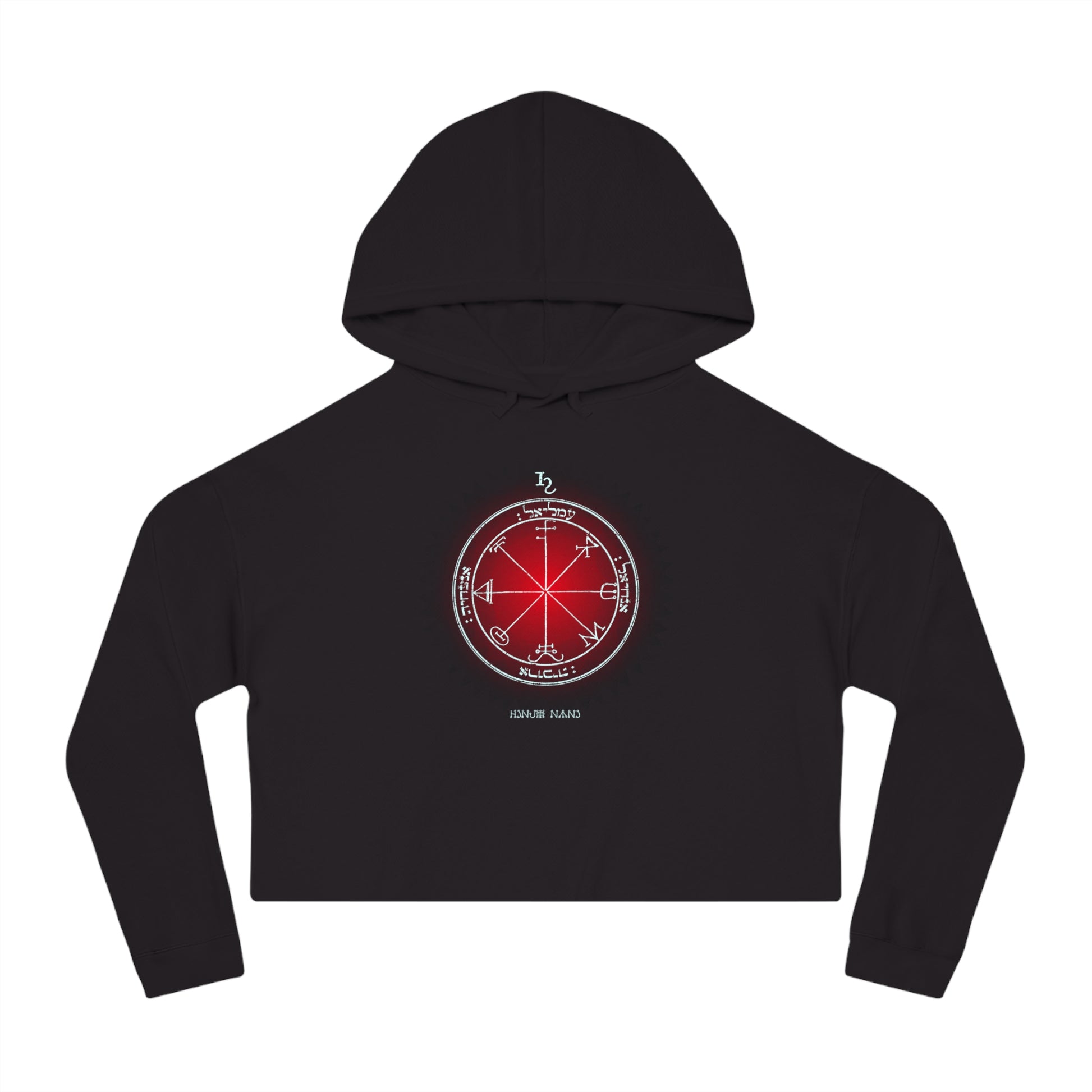 Crop hoodie with embroidered 3rd Pentacle of Saturn sigil for psychic protection"