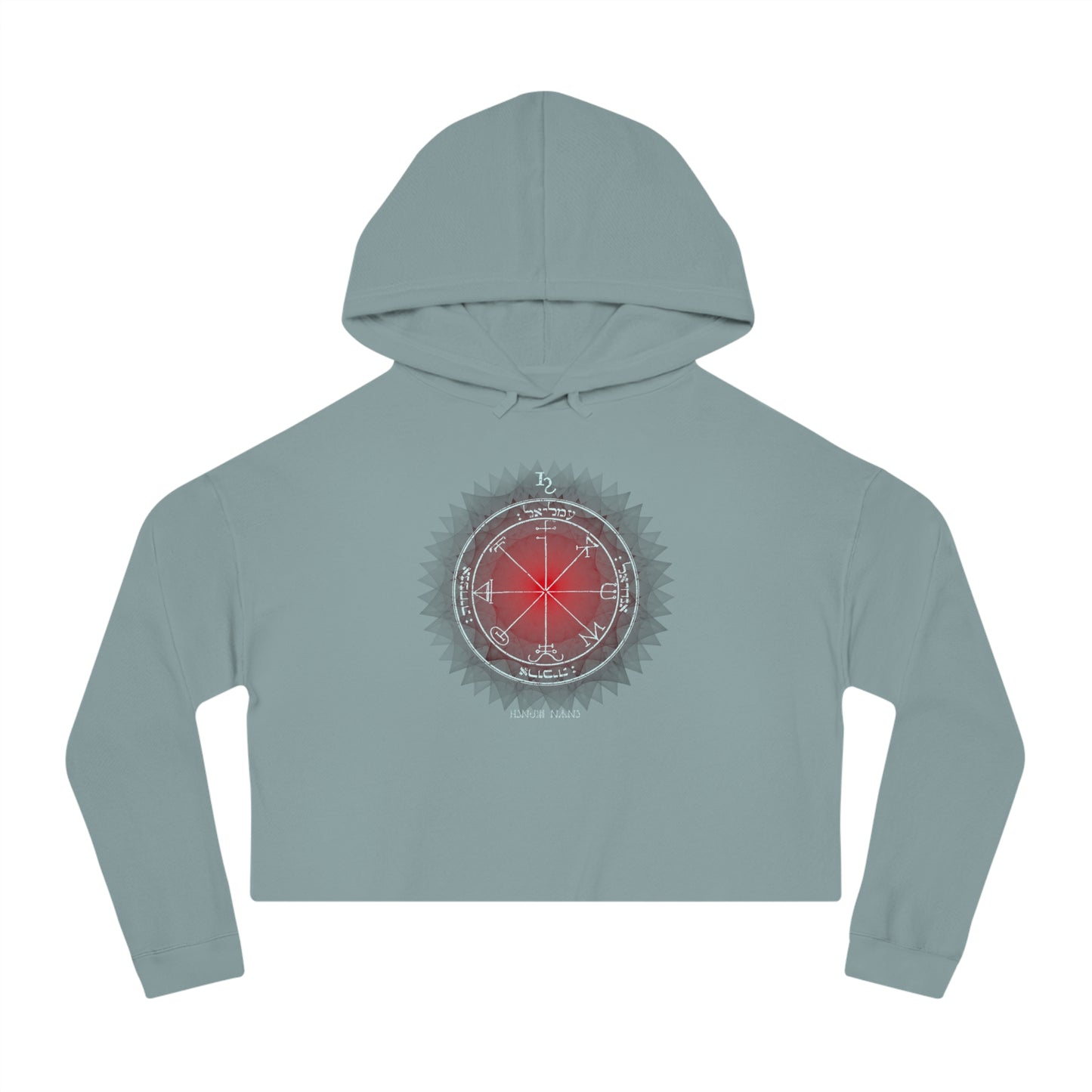 Crop hoodie with embroidered 3rd Pentacle of Saturn sigil for psychic protection"