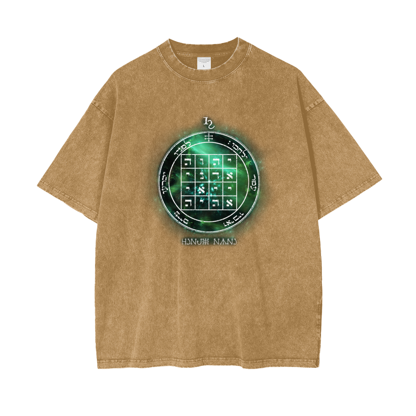 1st Pentacle of Saturn snow wash oversize t-shirt for persuasion and authority - ritual-charged cotton tee