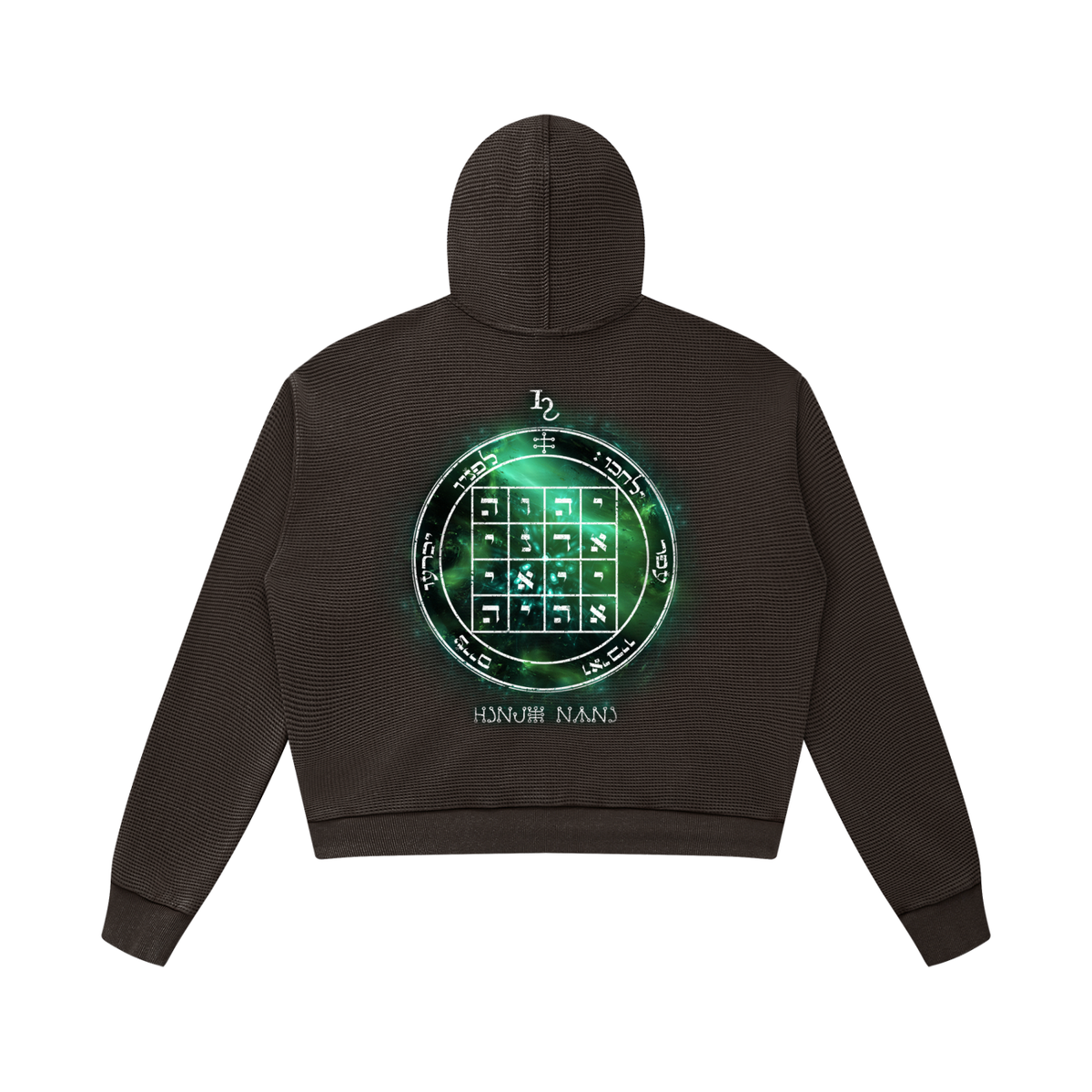 1st Pentacle of Saturn Unisex Mineral Wash Boxy Waffle Hoodie — Sovereignty and Inner Authority