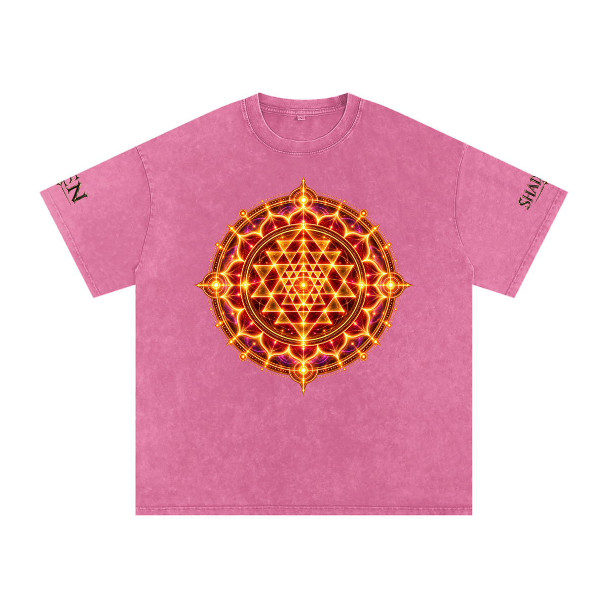 Shri Yantra Snow Washed Oversized Cotton T-Shirt — The Still Centre.