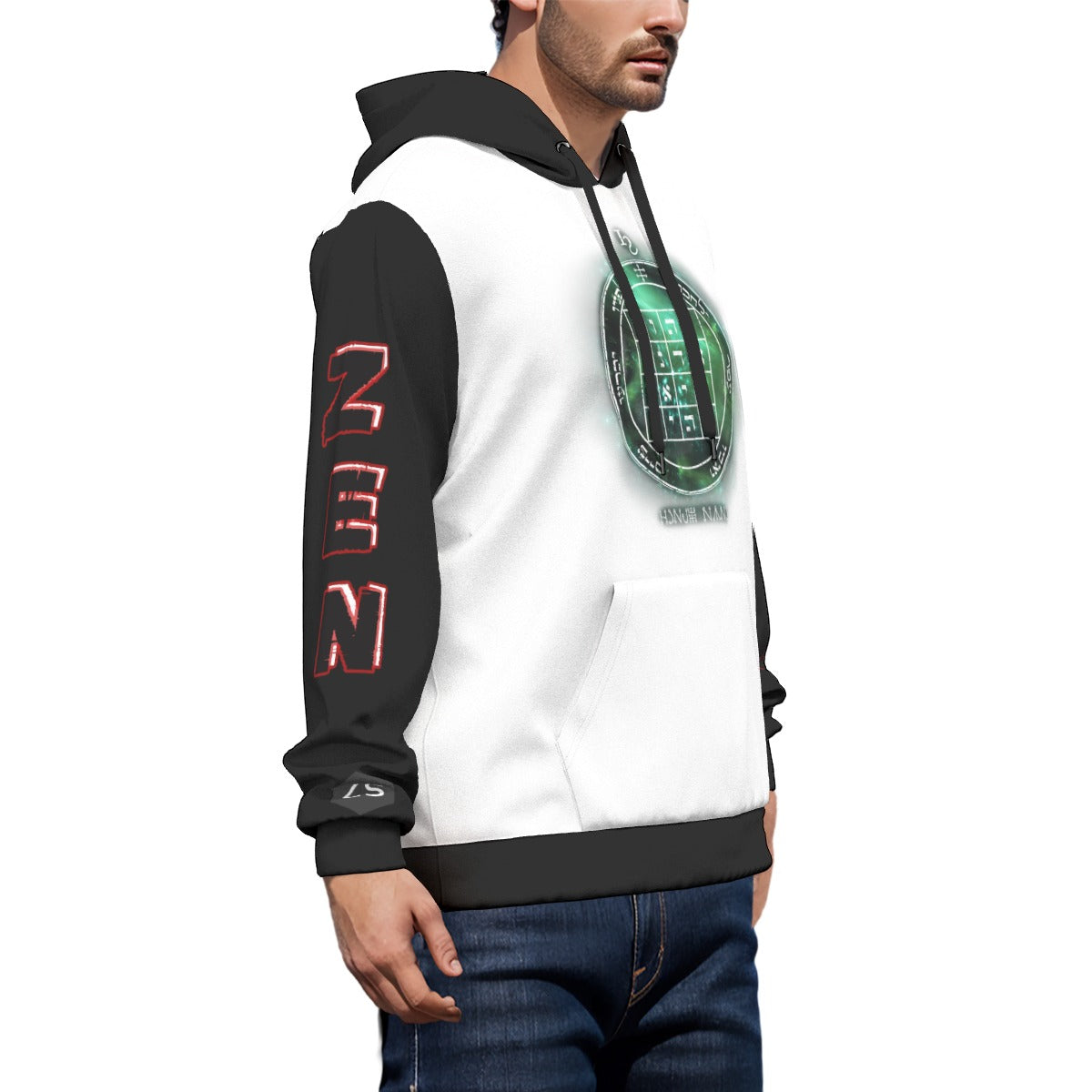 Unisex Saturn Command Hoodie Worn During Ritual Preparation