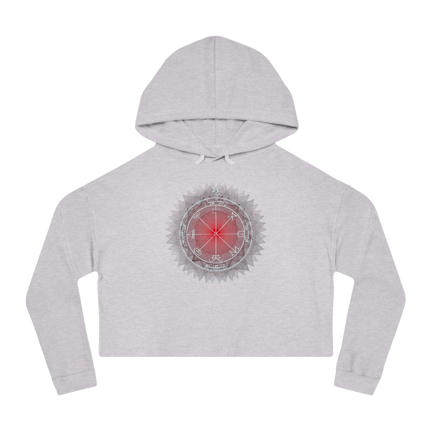 Crop hoodie with embroidered 3rd Pentacle of Saturn sigil for psychic protection"