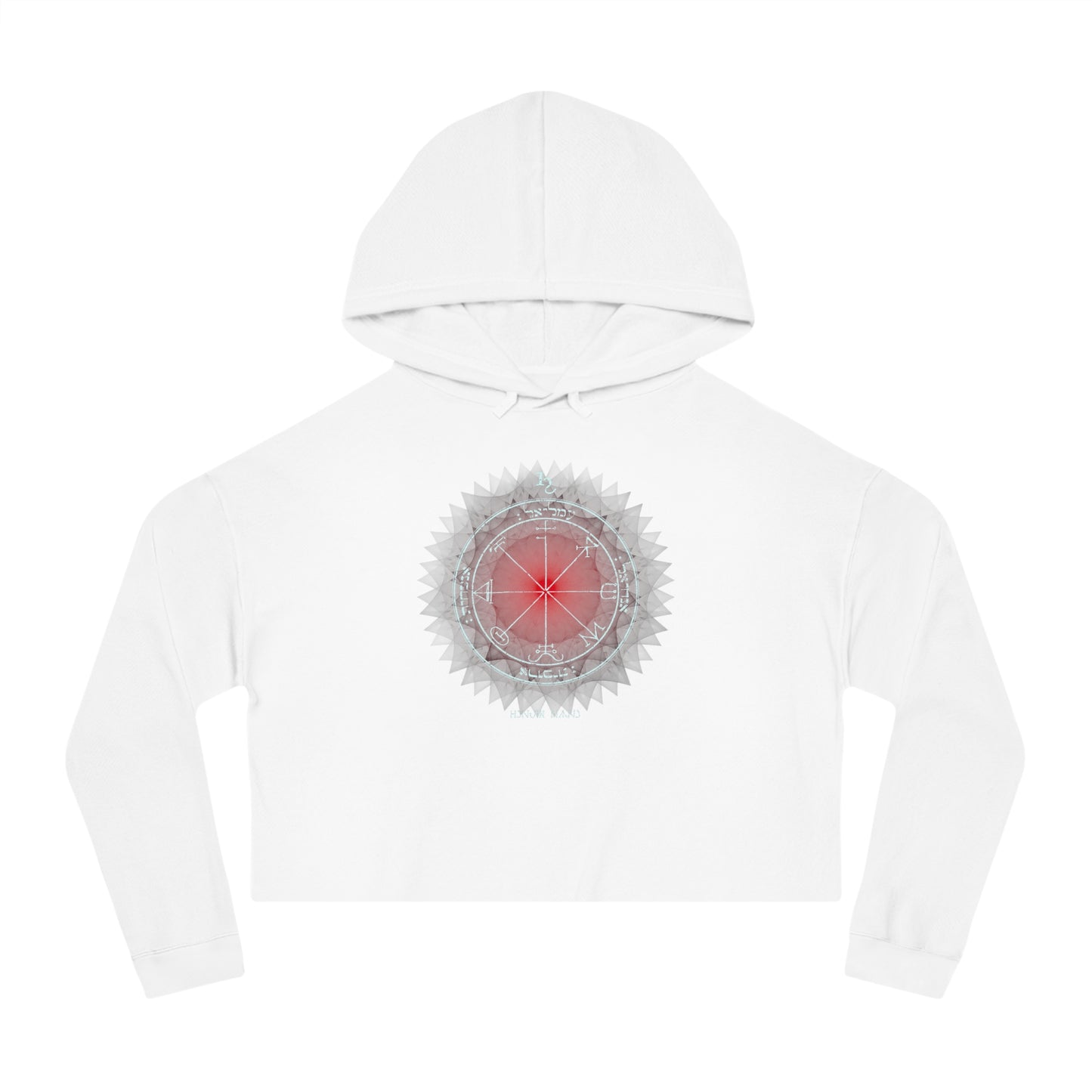 Crop hoodie with embroidered 3rd Pentacle of Saturn sigil for psychic protection"