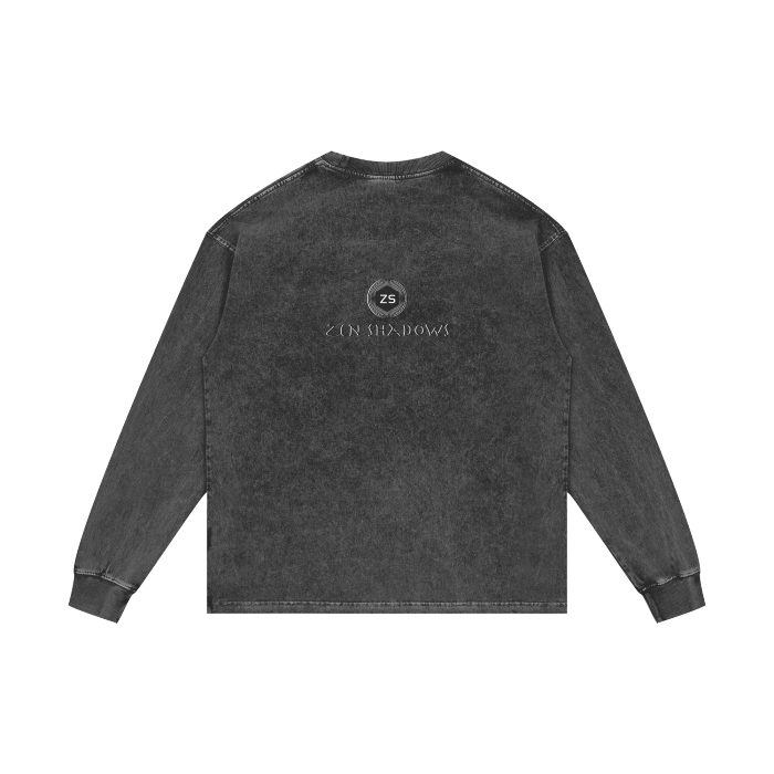 Distressed acid-wash oversized tee with 1st Pentacle of Jupiter wealth sigil print