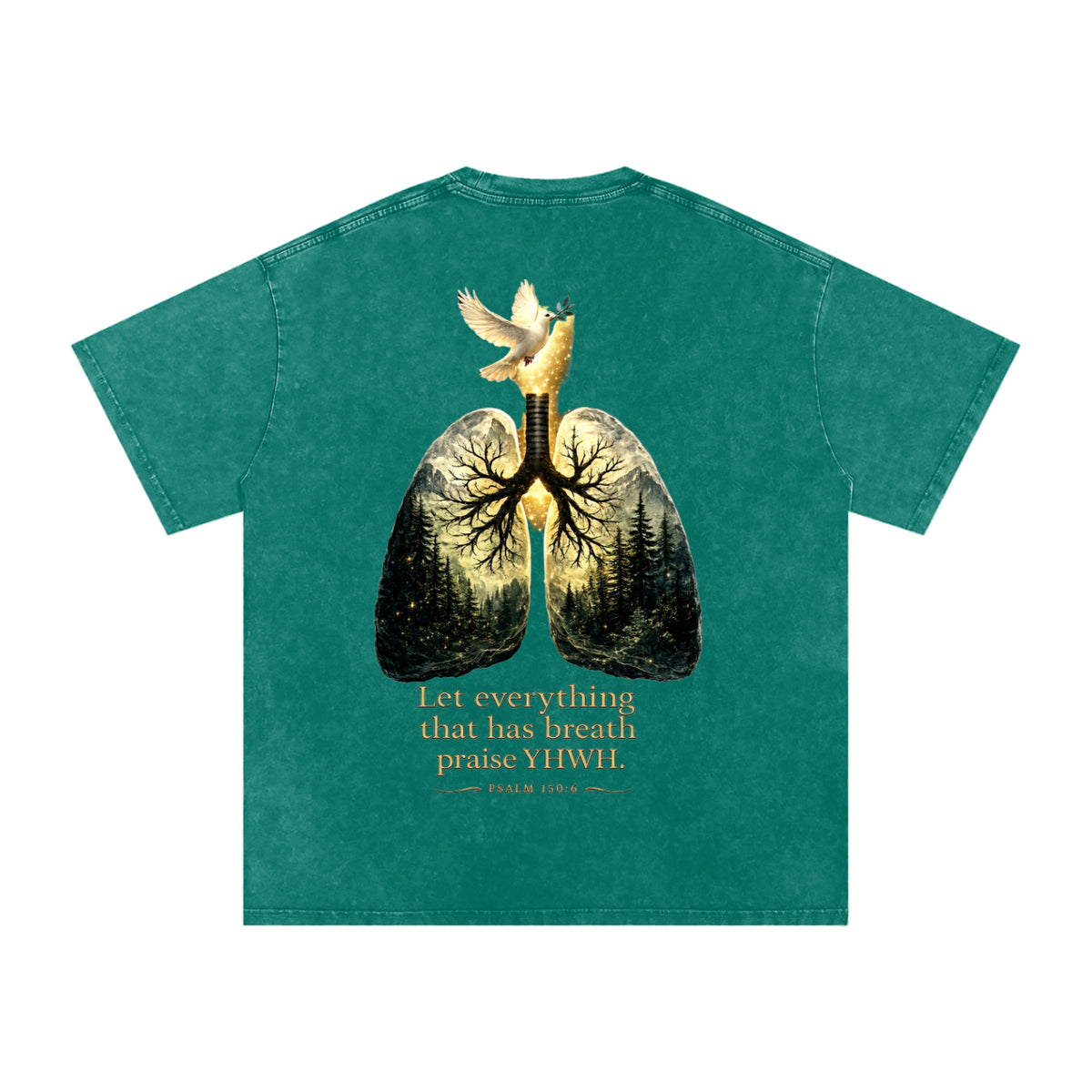 The Breath of YHWH Snow Washed Unisex Oversized Cotton T-Shirt (Front Logo)