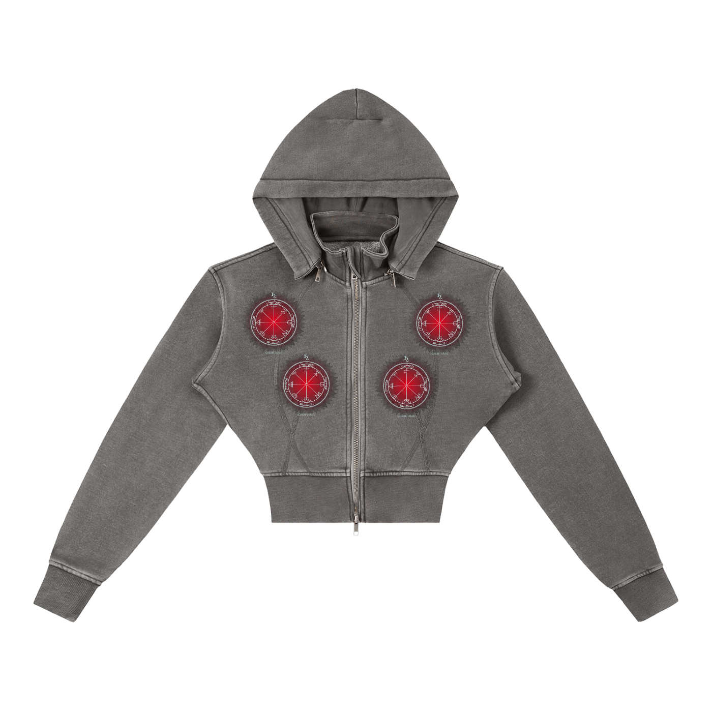 3rd Pentacle of Saturn Vintage Washed Cropped Fleece Hoodie - Protection Against Negativity