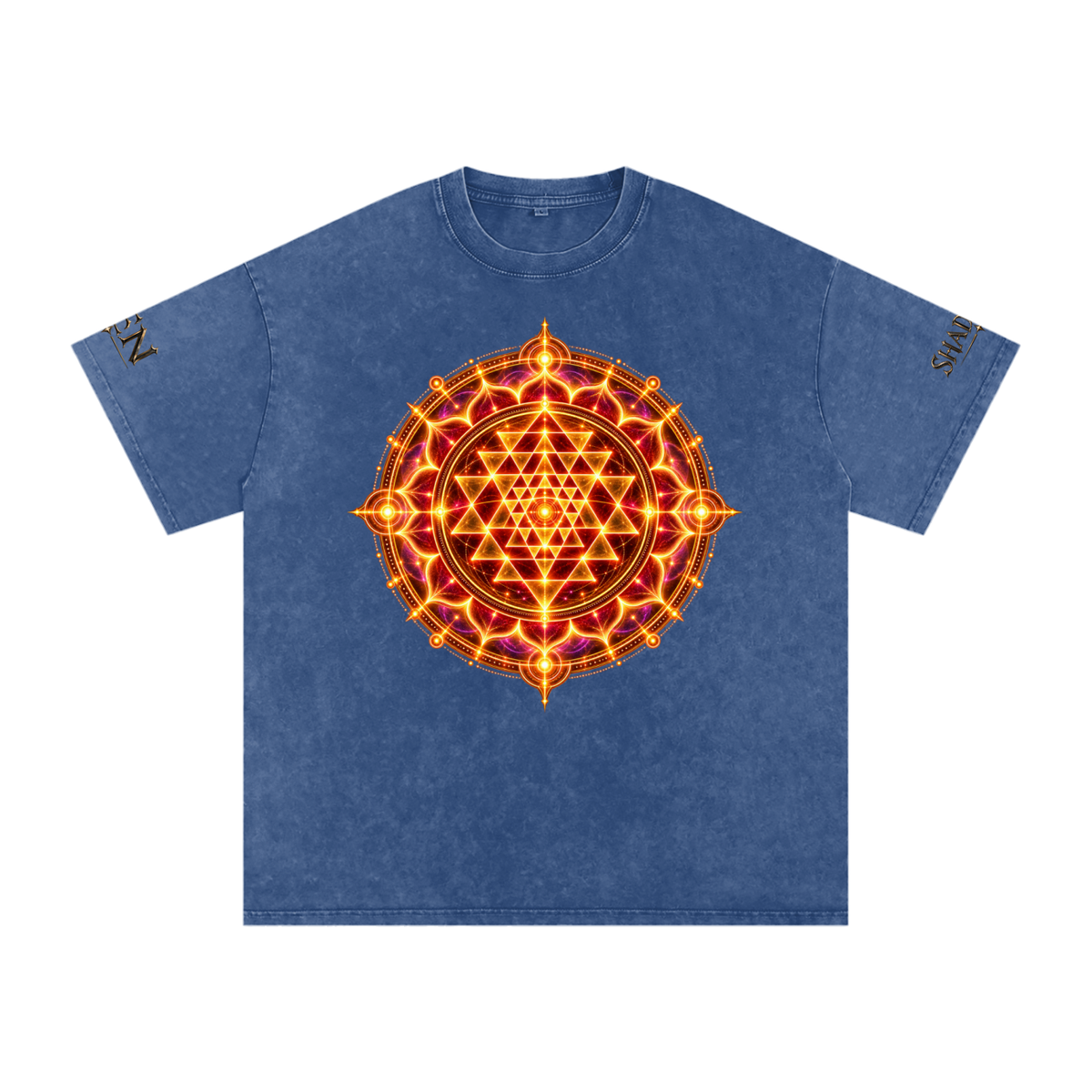 Shri Yantra Snow Washed Oversized Cotton T-Shirt — The Still Centre.