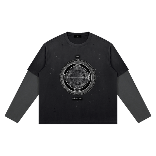 1st Pentacle of Jupiter Unisex Vintage Wash Distressed Layer T-Shirt - Abundance, Expansion & Prosperity