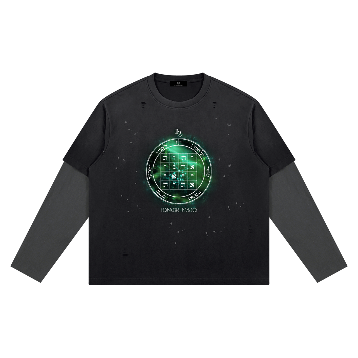 1st Pentacle of Saturn Unisex Vintage Wash Distressed Layer T-Shirt — Sovereignty and Inner Authority