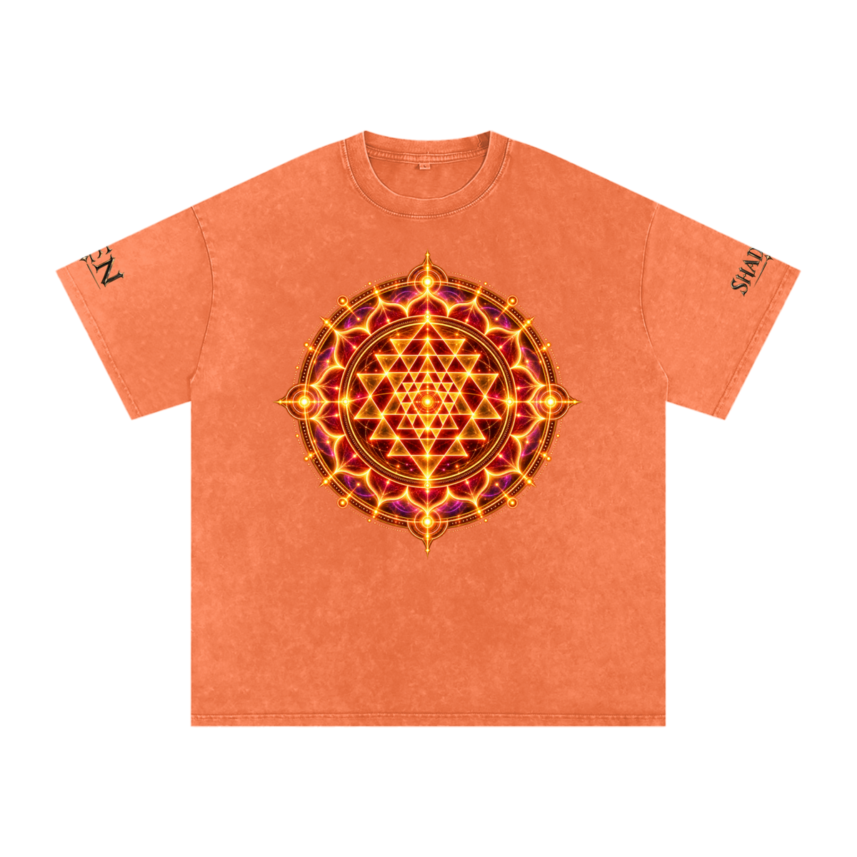 Shri Yantra Snow Washed Oversized Cotton T-Shirt — The Still Centre.
