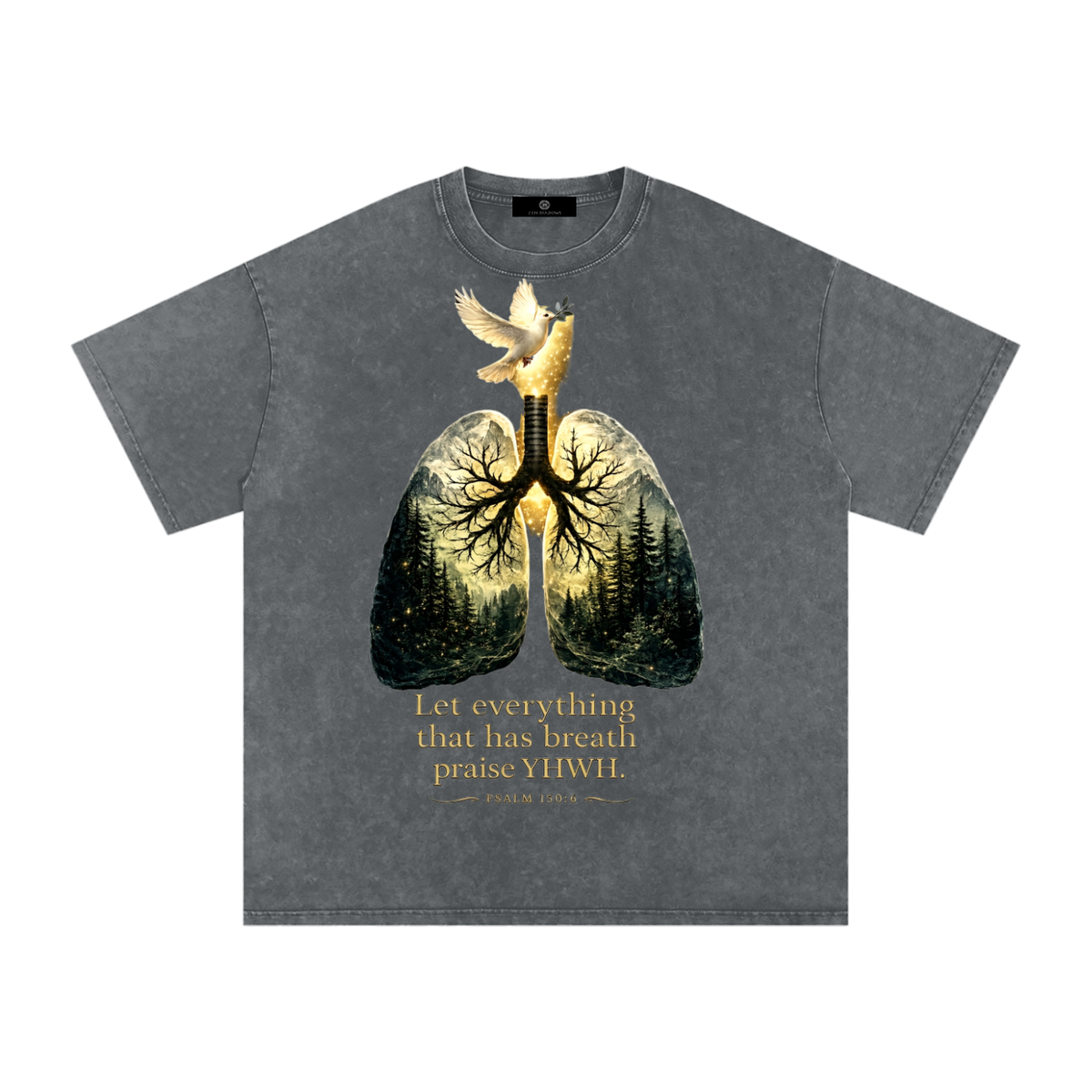 The Breath of YHWH Snow Washed Oversized Cotton T-Shirt