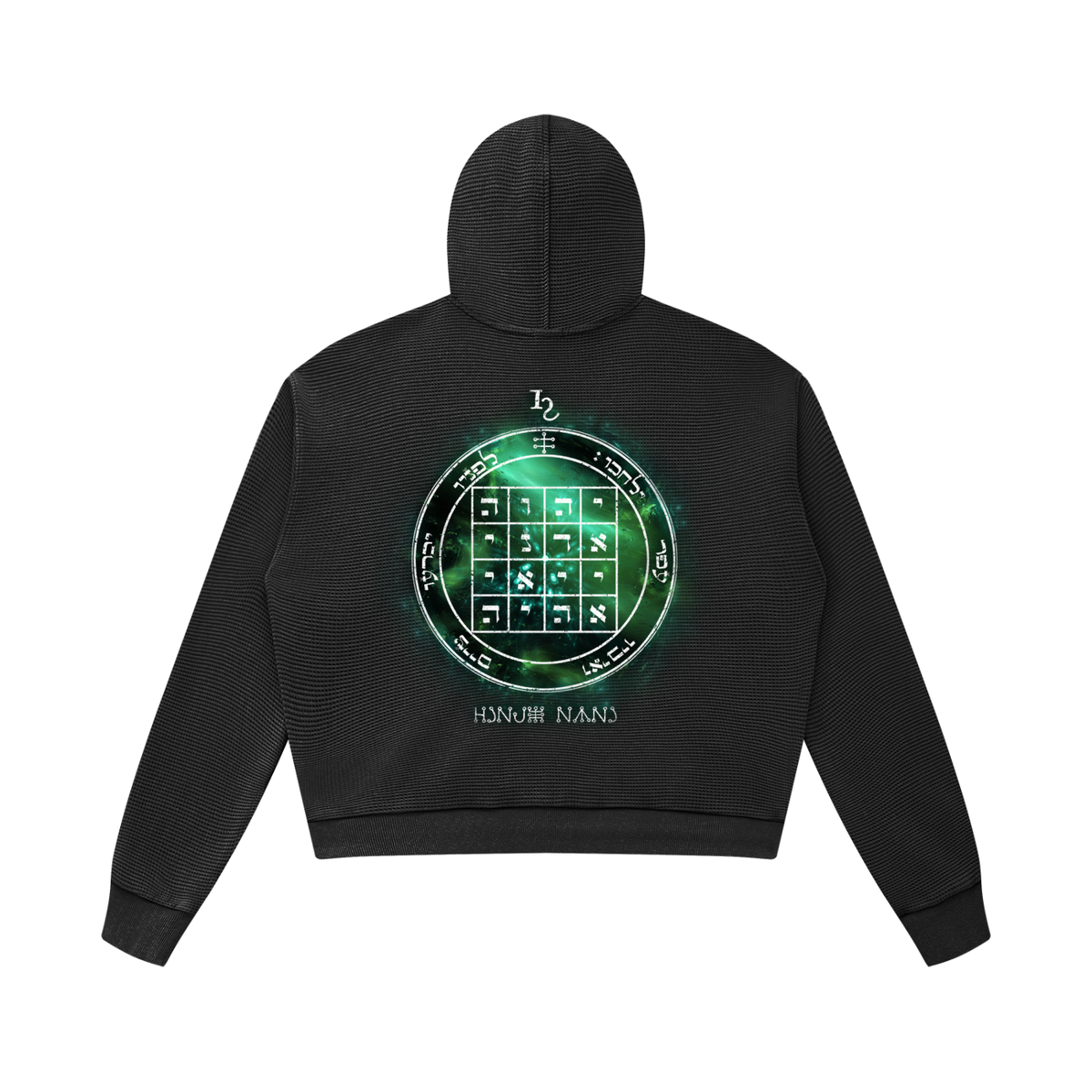 1st Pentacle of Saturn Unisex Mineral Wash Boxy Waffle Hoodie — Sovereignty and Inner Authority