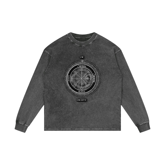 1st Pentacle of Jupiter Acid Wash Oversized Tee | Wealth Sigil Shirt