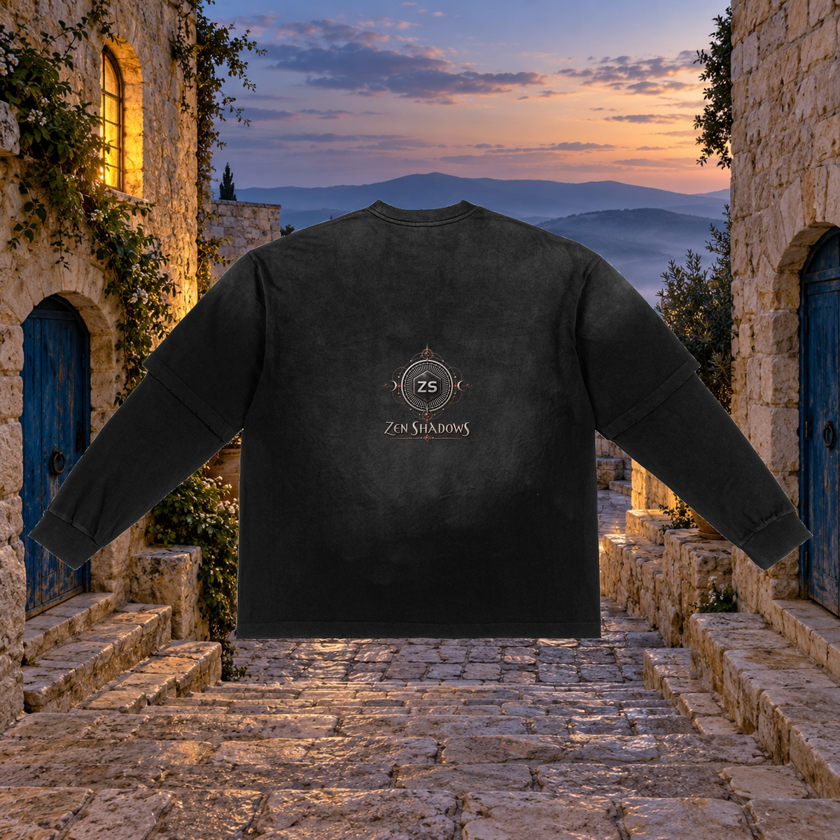 5th Pentacle of the Moon — The Lunar Axis Sunfade Hand-Frayed Faux Two-Piece T-Shirt