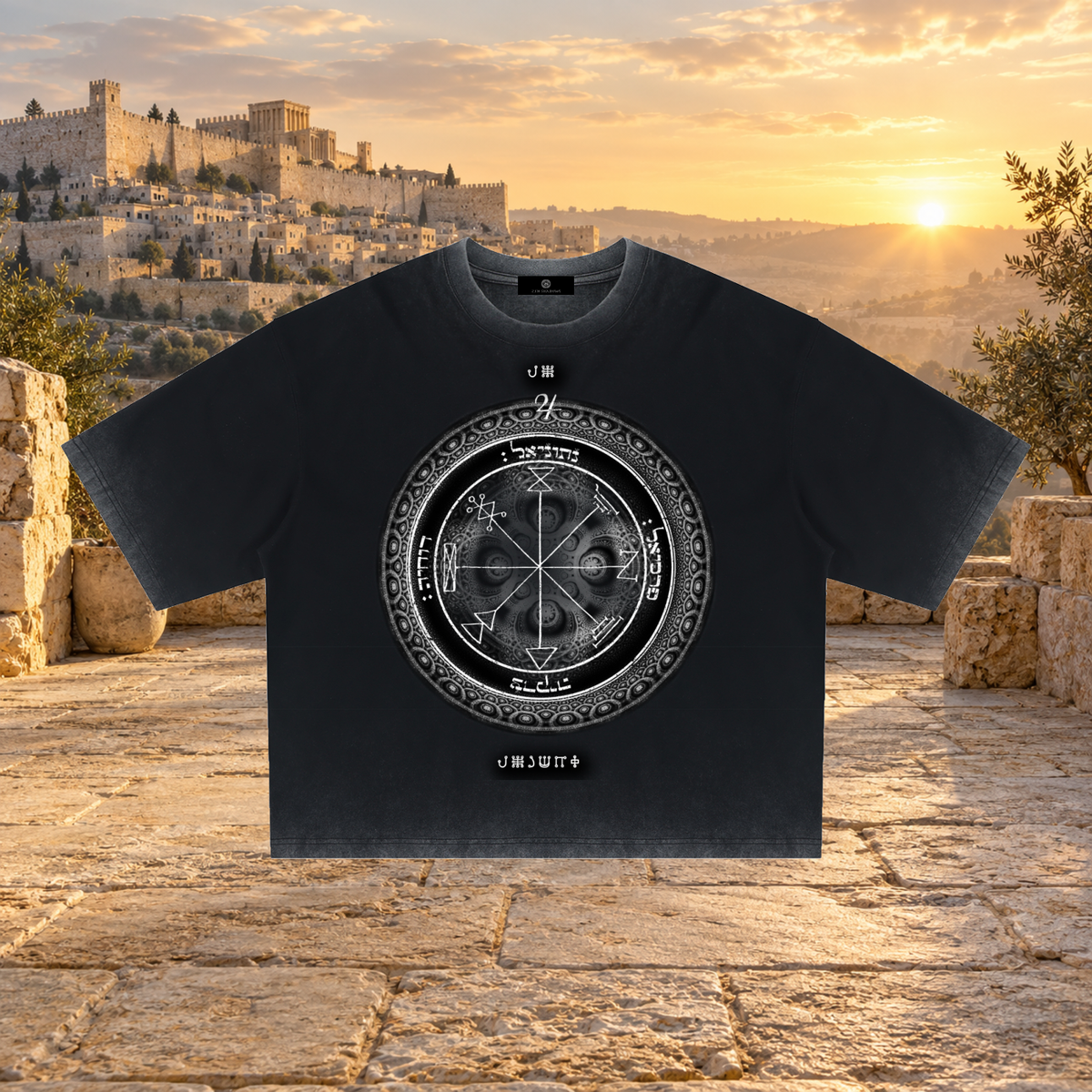 1st Pentacle of Jupiter Unisex Reverse Dyed Boxy T-Shirt -  Abundance, Expansion & Prosperity