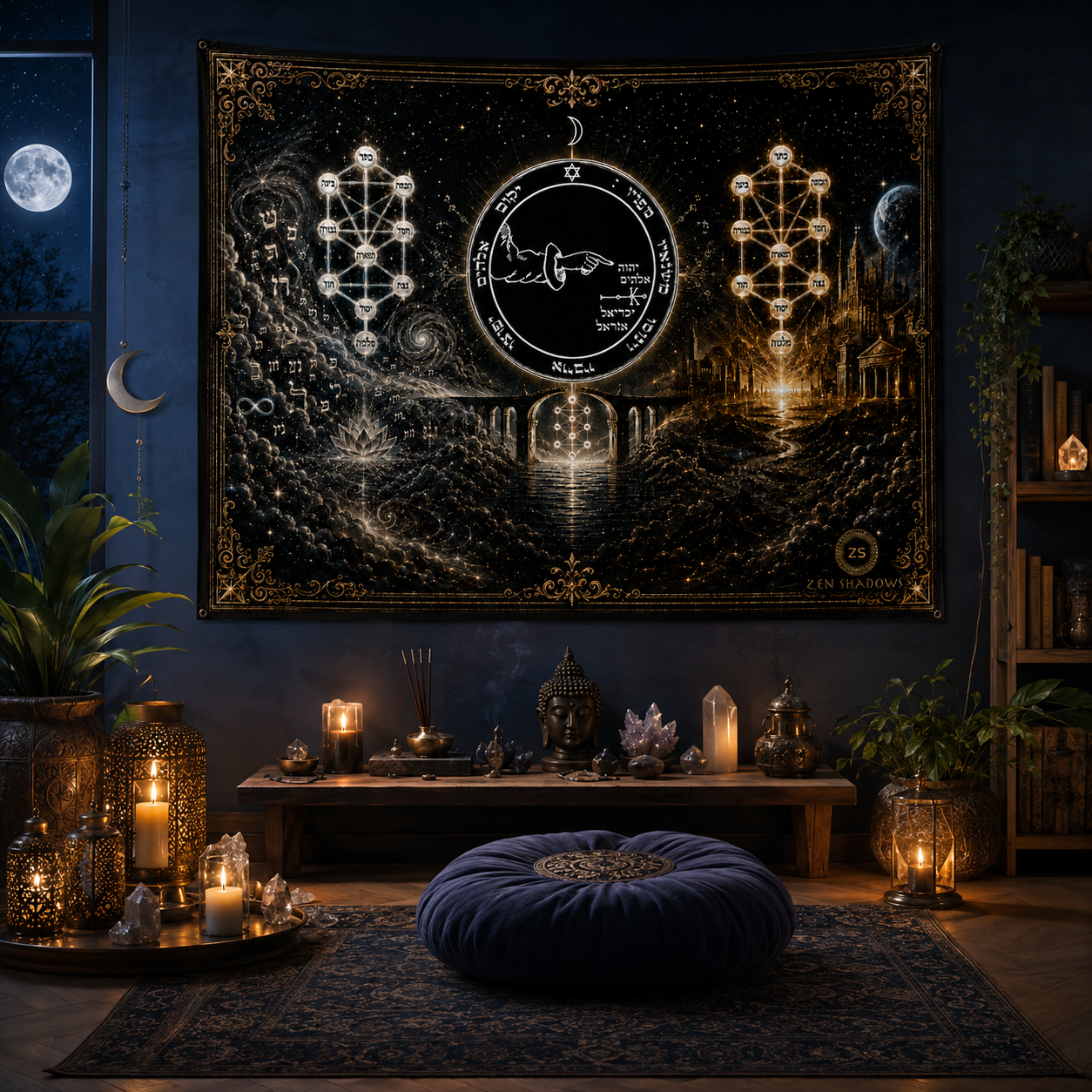 THE MOON BETWEEN WORLDS — 5th Pentacle of the Moon Tapestry