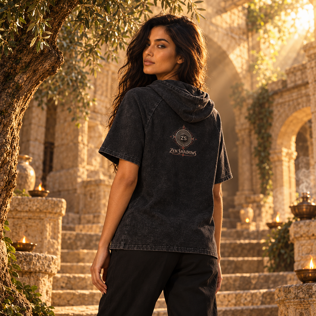4th Pentacle of Saturn Snow Washed Hooded Boxy T-Shirt - Power of Influence &  Bringing Good news
