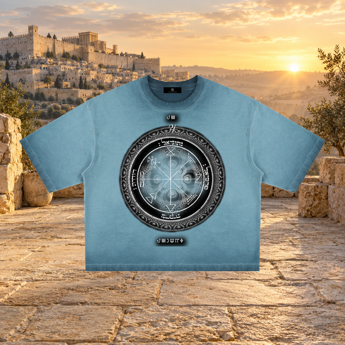1st Pentacle of Jupiter Unisex Reverse Dyed Boxy T-Shirt -  Abundance, Expansion & Prosperity