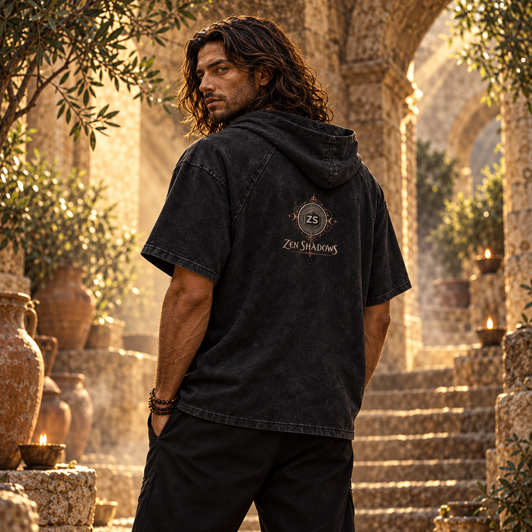 1st Pentacle of Jupiter Snow Washed Hooded Boxy T-Shirt - Abundance, Expansion & Prosperity