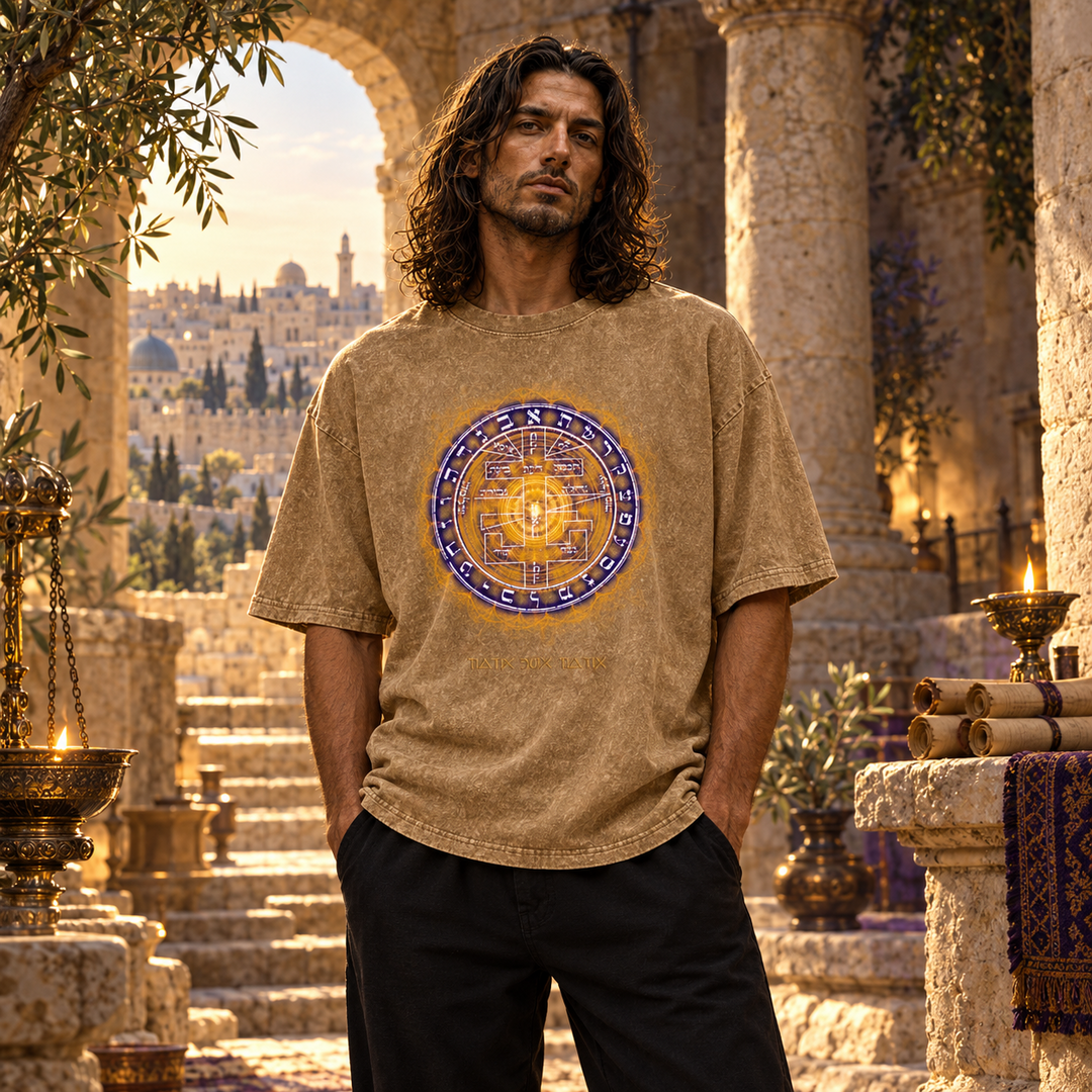Supreme Pentacle Acid Wash Oversize T-Shirt - Develop Intuition & Psych