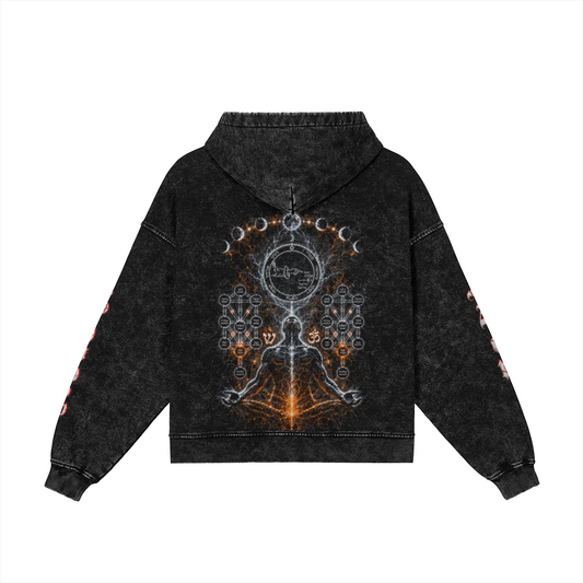 5th Pentacle of the Moon Unisex Vintage Snow Wash Full-zip Hoodie — TH