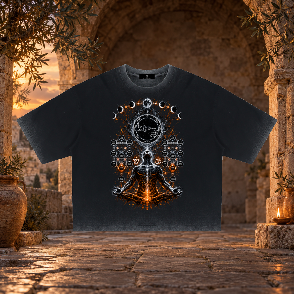 5th Pentacle of the Moon — The Lunar Axis Unisex Reverse Dyed Boxy T-Shirt