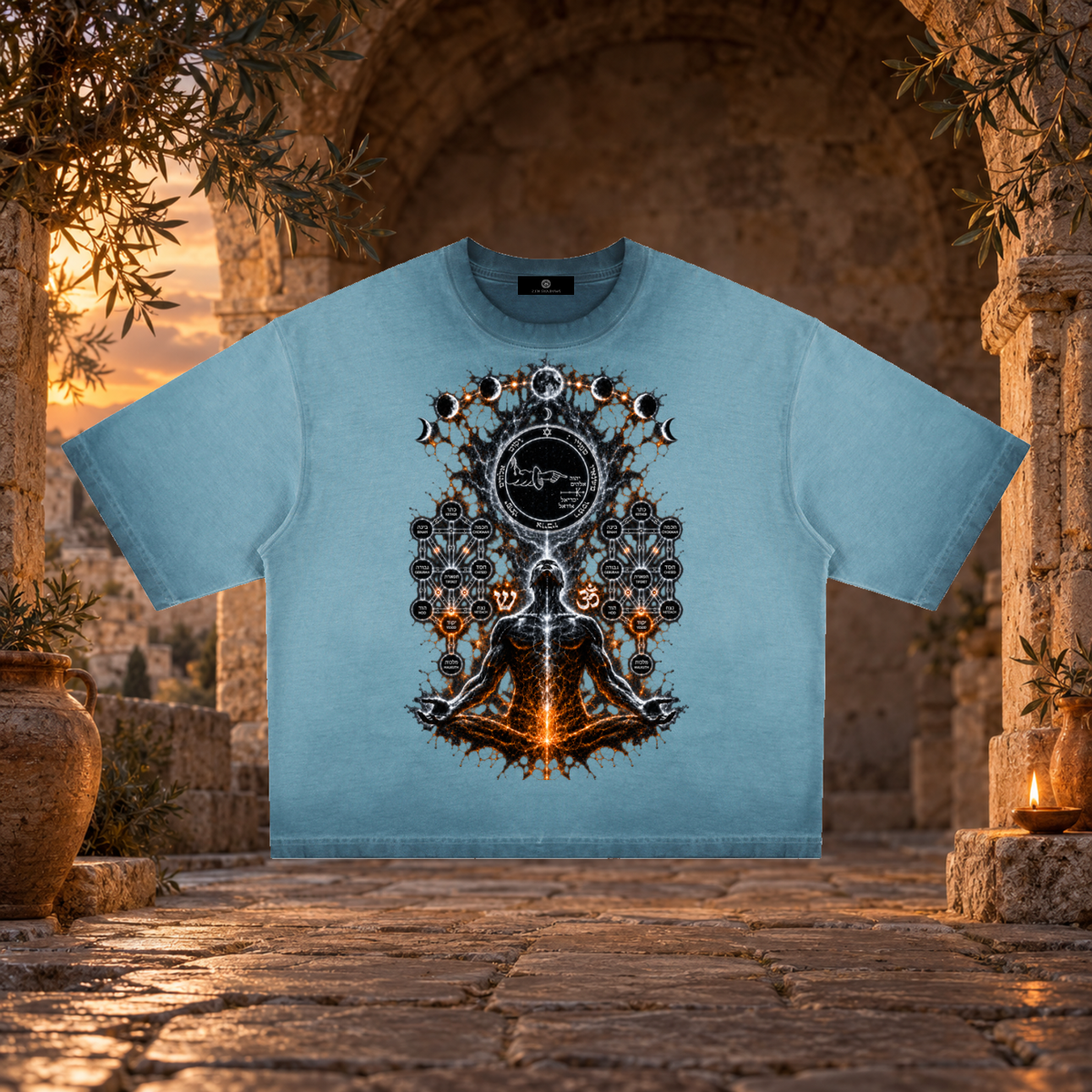 5th Pentacle of the Moon — The Lunar Axis Unisex Reverse Dyed Boxy T-Shirt