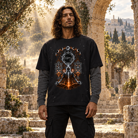 5th Pentacle of the Moon — The Lunar Axis Unisex Vintage Wash Distressed Layer T-Shirt