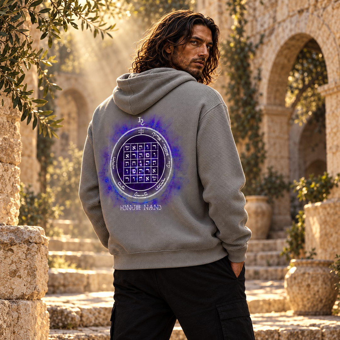 2nd Pentacle of Saturn Unisex Mineral Wash Boxy Waffle Hoodie — Power of Persuasion