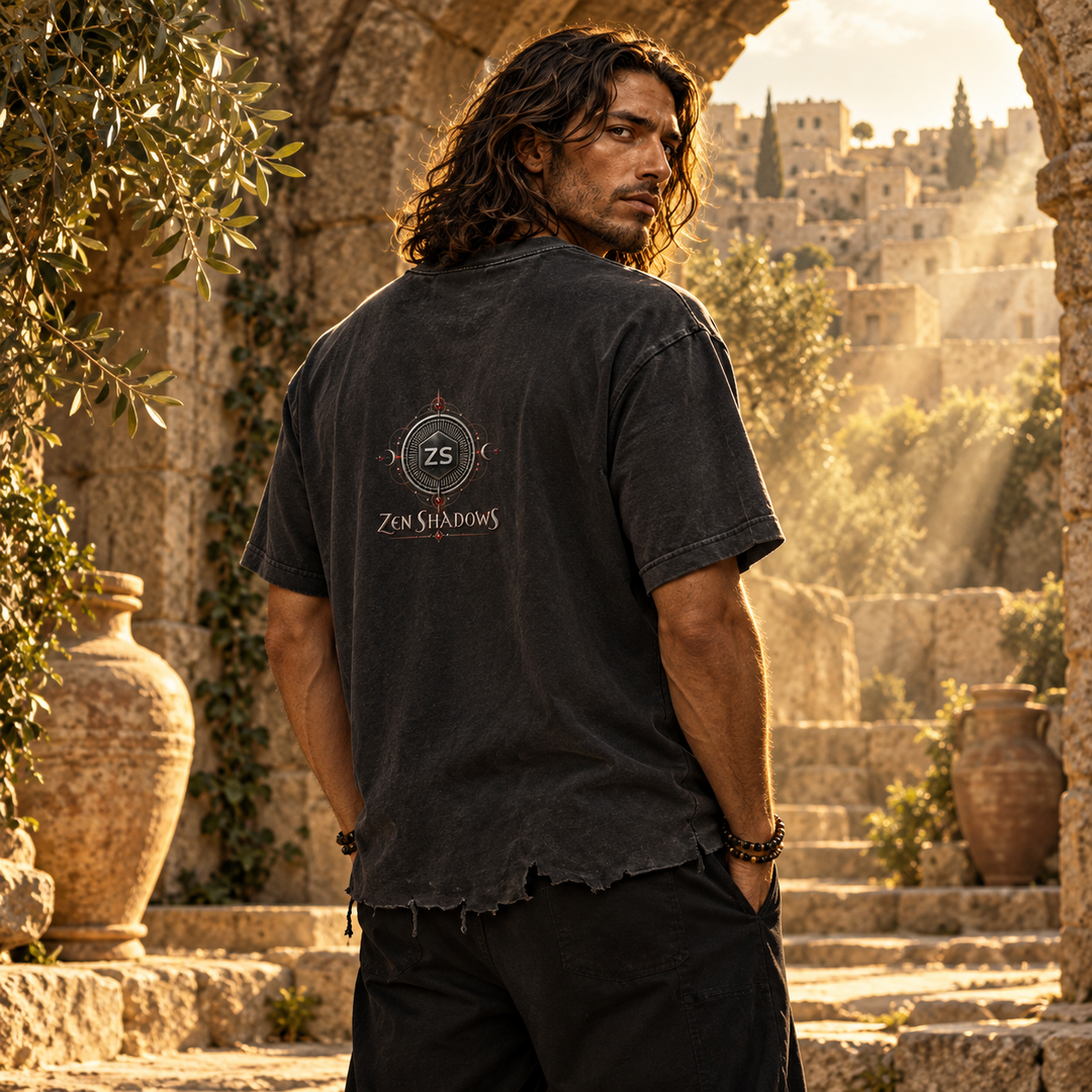 2nd Pentacle of Saturn Snow Wash Raw-Hem Boxy T-shirt - Power of Persuasion