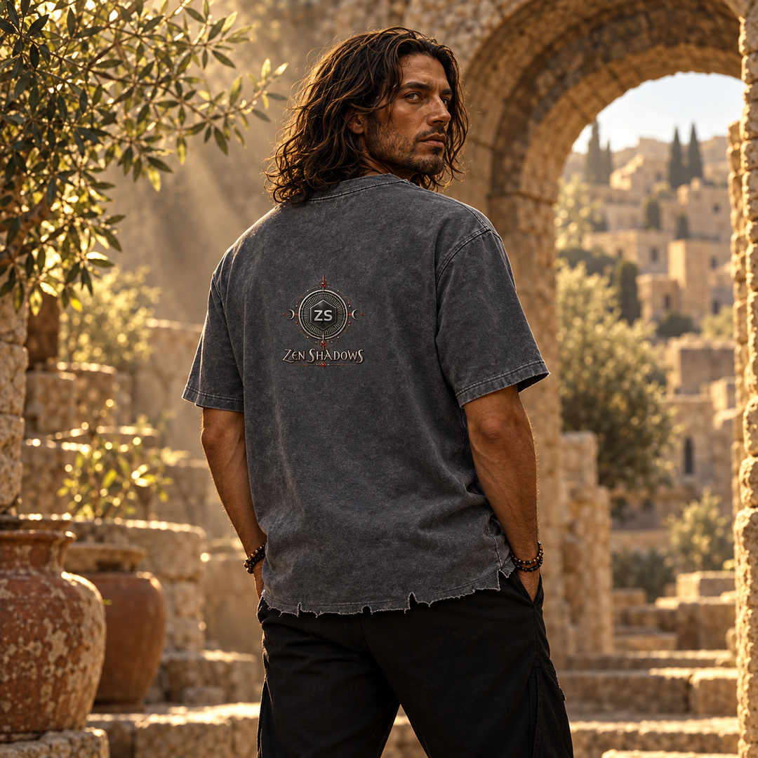 2nd Pentacle of Saturn Snow Wash Raw-Hem Boxy T-shirt - Power of Persuasion