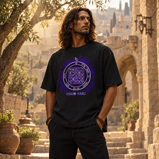2nd Pentacle of Saturn Unisex Mineral Wash Waffle Boxy T-Shirt - Power of Persuasion