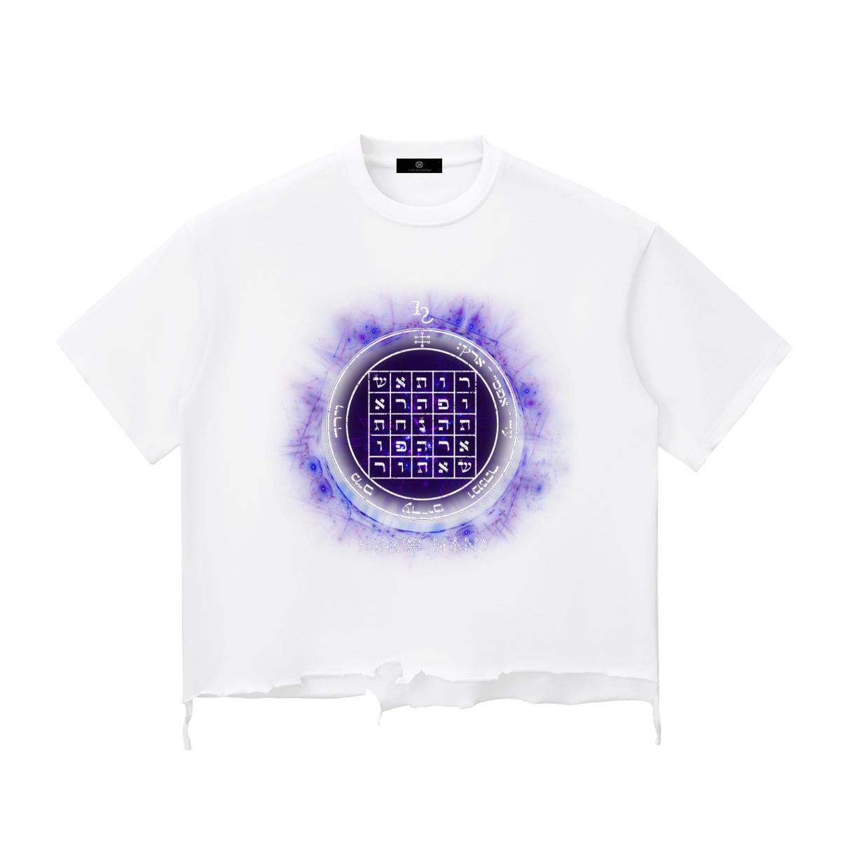 2nd Pentacle of Saturn Snow Wash Raw-Hem Boxy T-shirt - Power of Persuasion