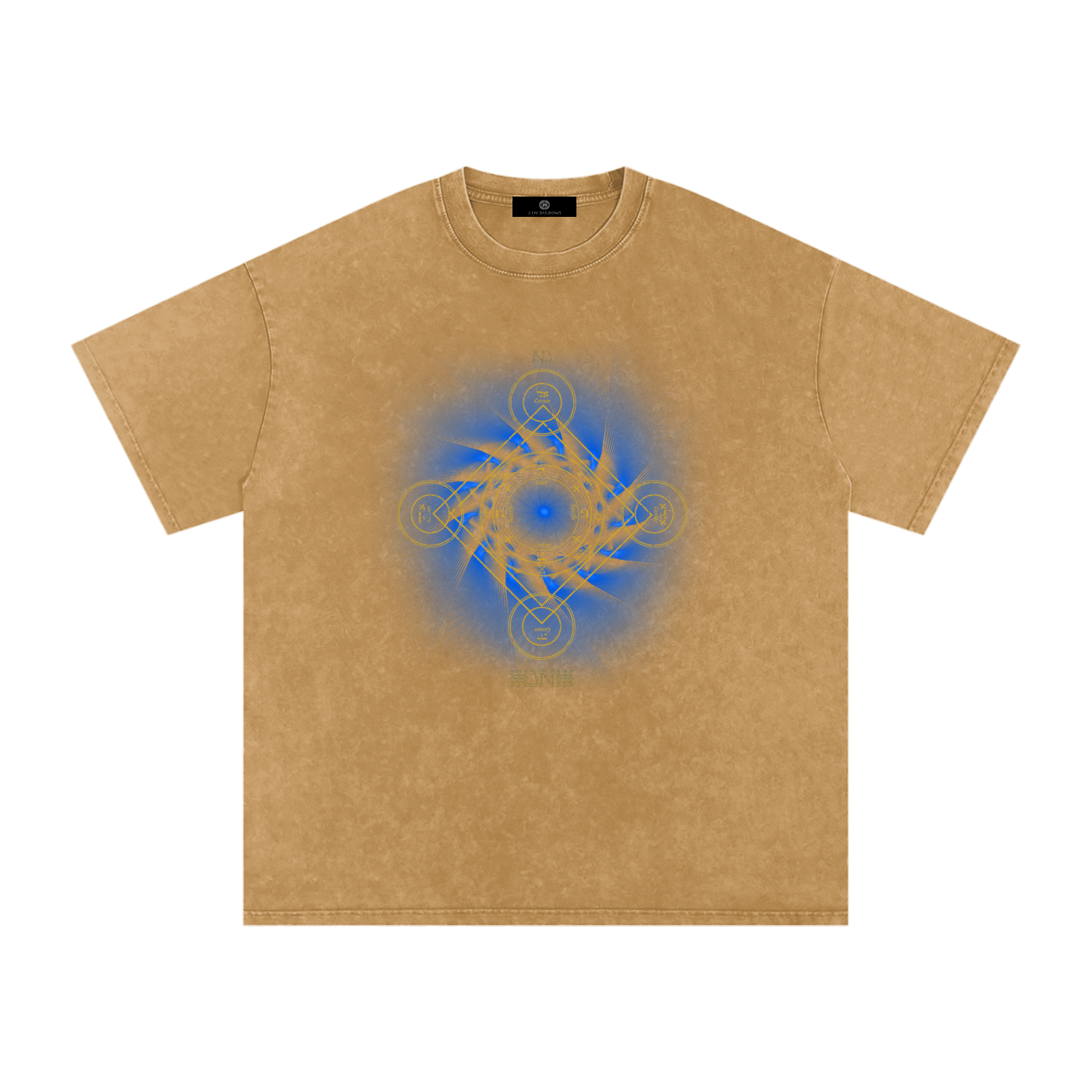 Earth Pentacle Unisex Snow Washed Streetwear Oversized Cotton T-Shirt - Grounding Spiritual Power into Material Reality