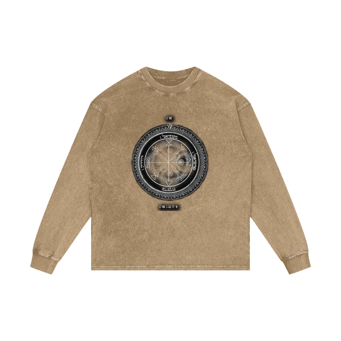1st Pentacle of Jupiter Acid Wash Oversized Tee | Wealth Sigil Shirt