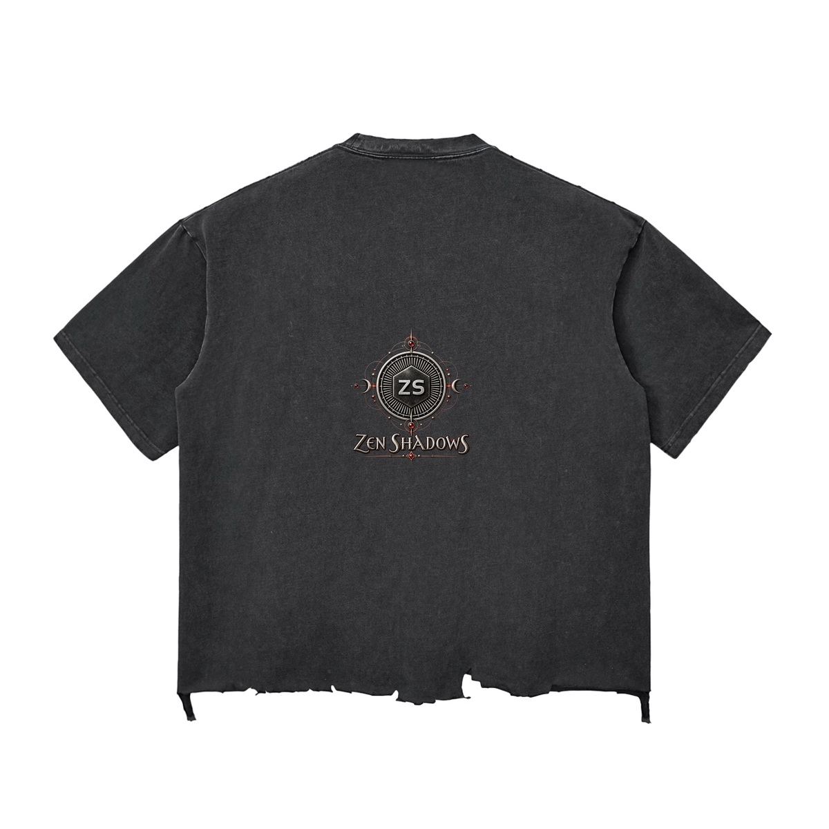 5th Pentacle of Saturn Snow Wash Raw-Hem Boxy T-shirt - Protection of the Home, Property and Valuables