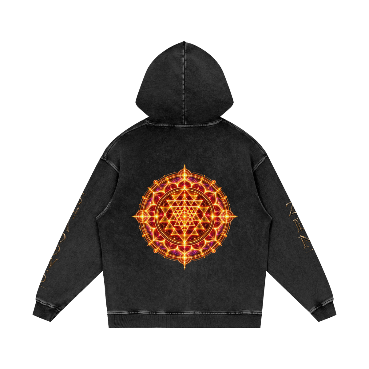 Shri Yantra Snow Washed Loose Cotton Hoodie — The Still Centre