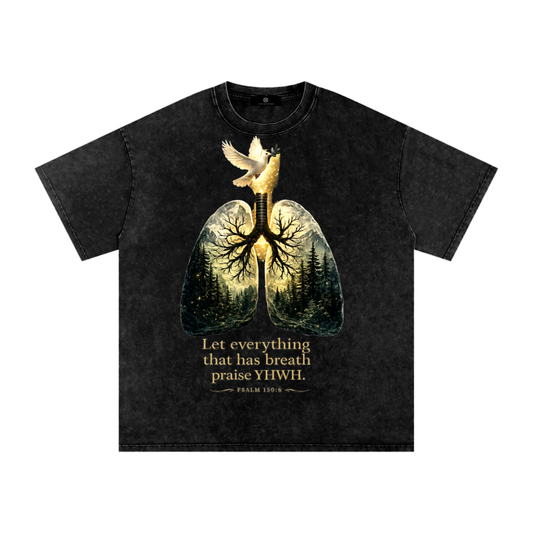 The Breath of YHWH Snow Washed Oversized Cotton T-Shirt