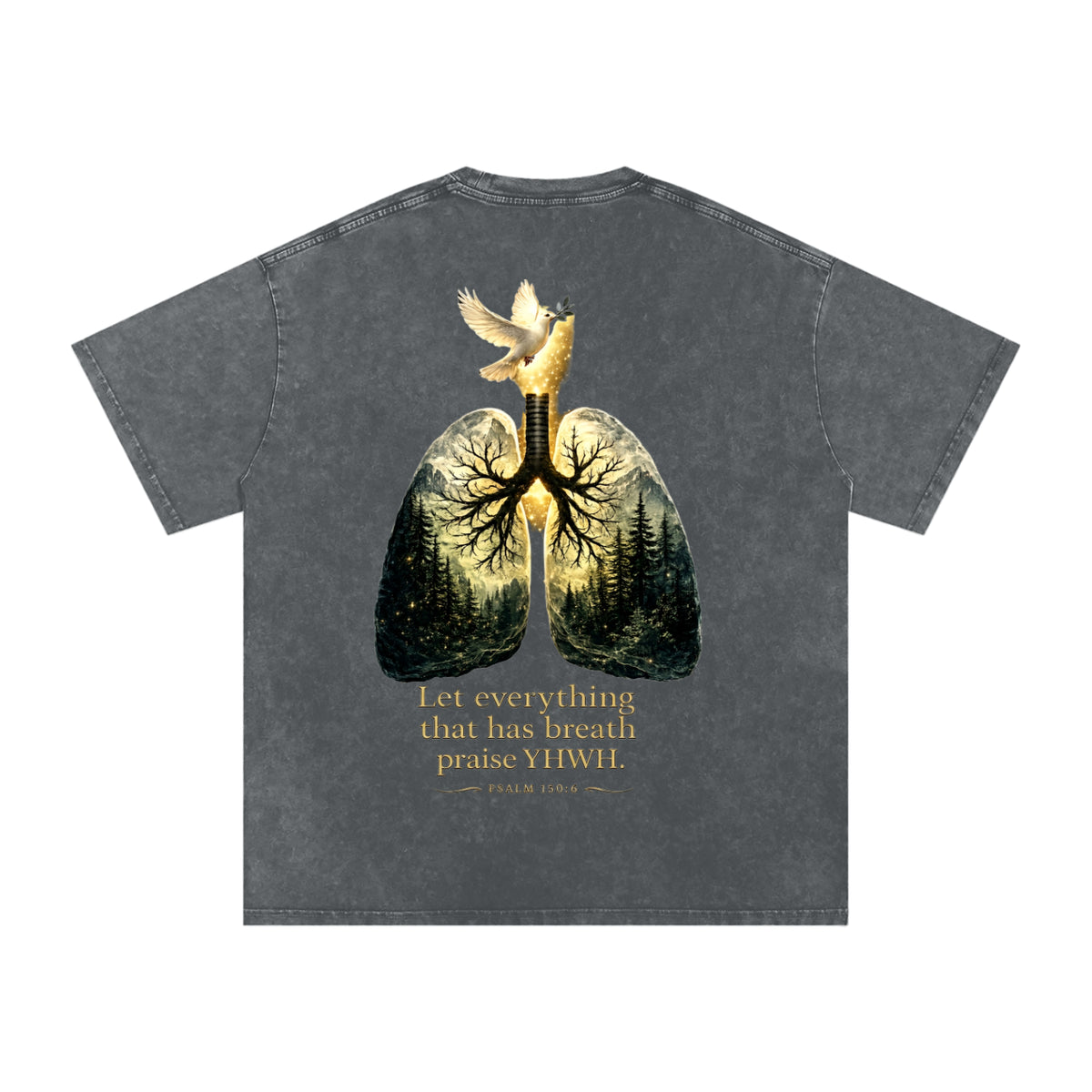 The Breath of YHWH Snow Washed Unisex Oversized Cotton T-Shirt (Front Logo)