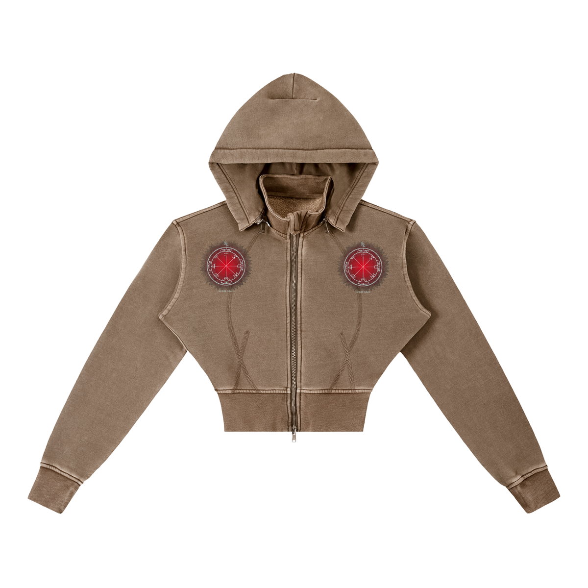 3rd Pentacle of Saturn Vintage Washed Cropped Fleece Hoodie — Boundaries Through Chosen Access