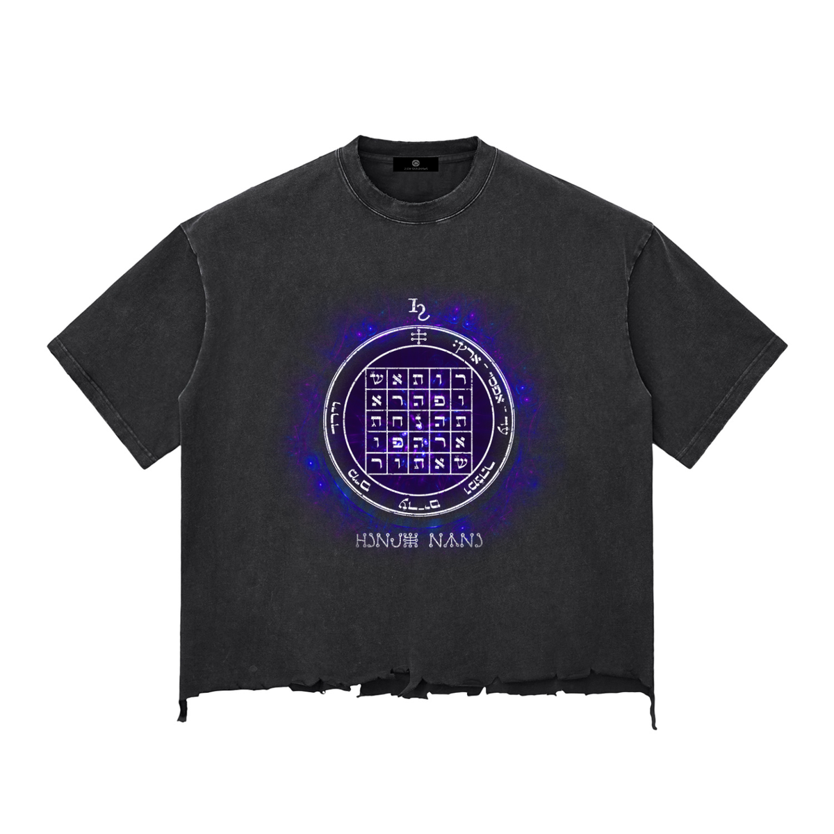 2nd Pentacle of Saturn Snow Wash Raw-Hem Boxy T-shirt - Power of Persuasion