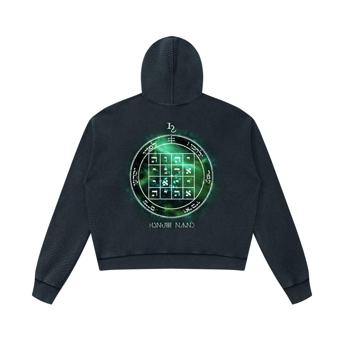 1st Pentacle of Saturn Unisex Mineral Wash Boxy Waffle Hoodie — Sovereignty and Inner Authority