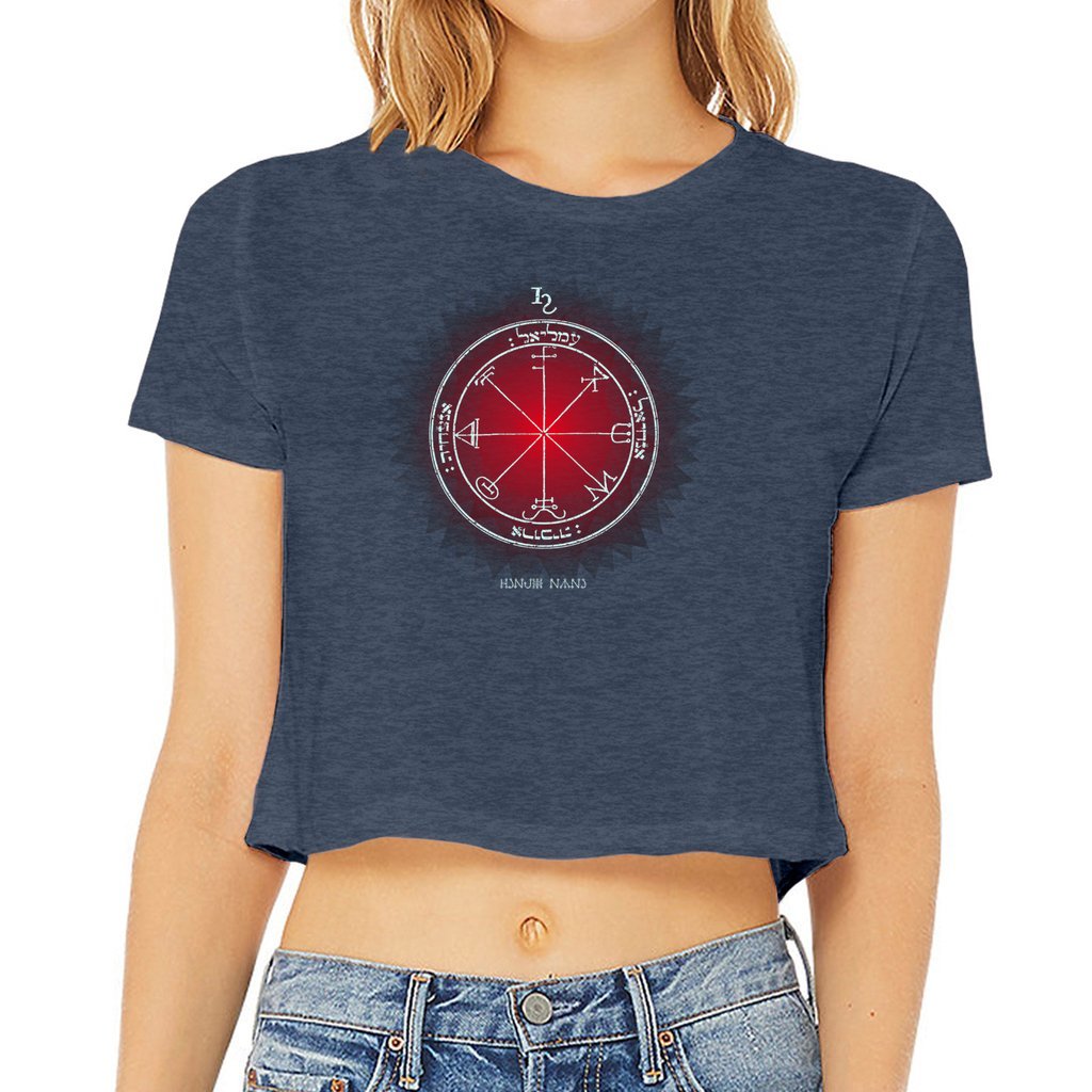 3rd Pentacle of Saturn women’s flowy crop top - spiritual protection tee for empaths and energy shielding